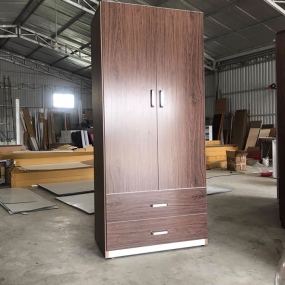 Tủ Nhựa Đại Loan 2 Cánh HL14 - Vân Gỗ - Chân Đế