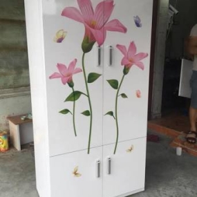Tủ Nhựa Đại Loan 2 Cánh HL07 - Họa Tiết In 3D - Chân Đế