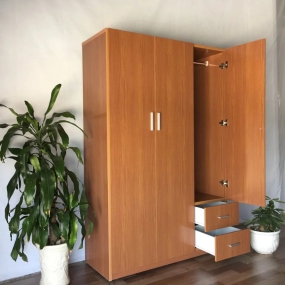 Tủ Nhựa Đài Loan 3 Cánh HL07 - Màu Vân Gỗ 