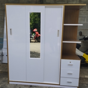 Tủ Nhựa Đài Loan 4 Cánh HL16 - Kệ 3 Tầng - Cửa Lùa