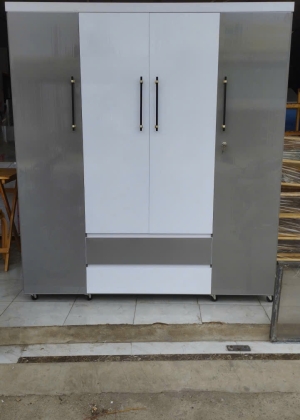 Tủ 4 Cánh HL4 - Phối Màu Trắng Xám