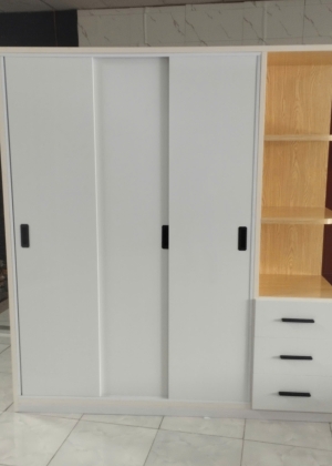 Tủ Nhựa Đài Loan HL04 - Chân Lùa - Màu Vân Gỗ Phối Trắng