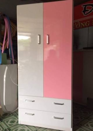 Tủ Nhựa Đại Loan 2 Cánh HL16 - Màu Trắng Hồng - Chân Đế