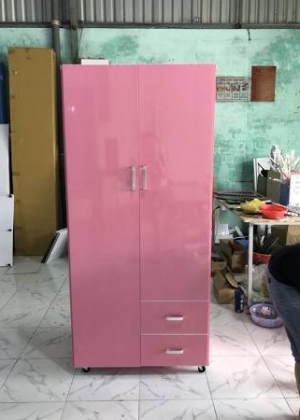 Tủ Nhựa Đại Loan 2 Cánh HL10 - Màu Hồng - Chân Đế
