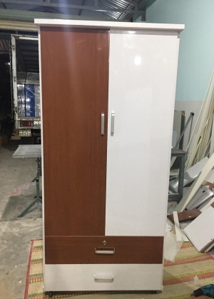 Tủ Nhựa Đại Loan 2 Cánh HL08 - Màu Nâu Trắng - Chân Đế