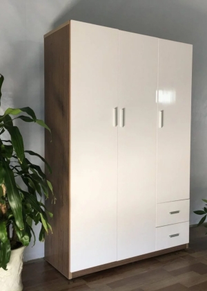 Tủ Nhựa Đài Loan 3 Cánh HL10 - Màu Trắng Phối Vân Gỗ