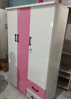Tủ Nhựa Đài Loan 3 Cánh HL04 - Màu Hồng Phối Trắng