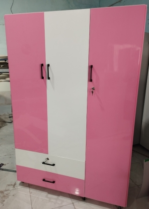Tủ Nhựa Đài Loan 3 Cánh HL03 - Màu Trắng Phối Hồng